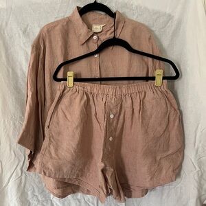 Deiji Studios - The 03 Set - Mandarin Check Pajamas - M/L Linen